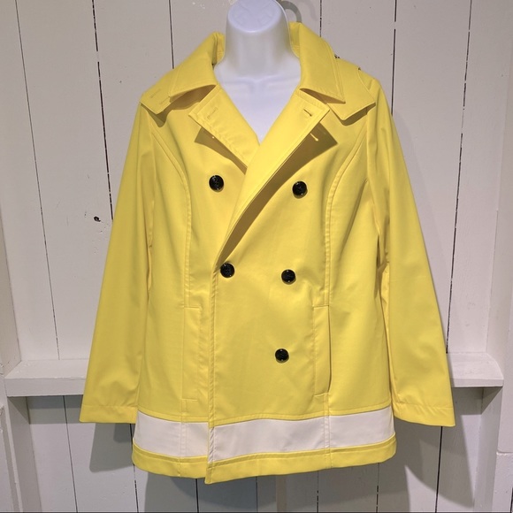 NWT Talbots Spring Jacket Coat Size Small Hello Yellow Detachable Hood Rain Go - Picture 4 of 16